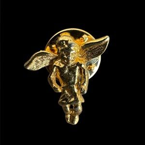 Vintage Gold Tone Angel Pin Brooch, Small-Less than an Inch
